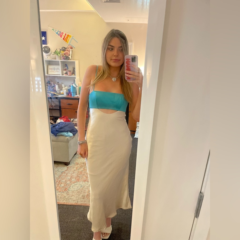 Blue and White Formal Dress